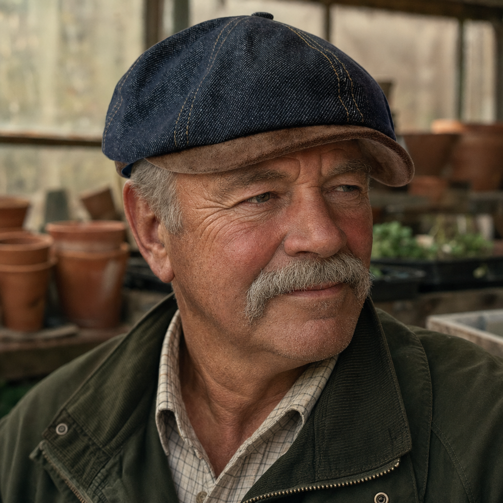 Flat cap in denim — THIRSK