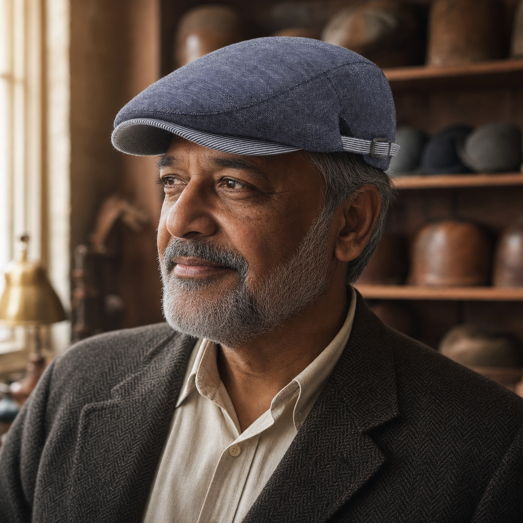 Flat cap in a linen blend — STONEHAVEN