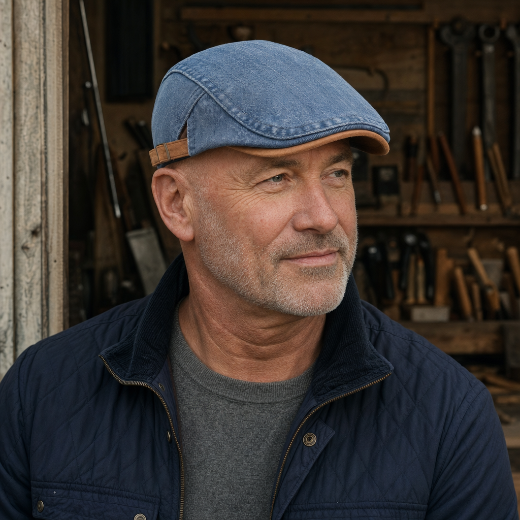 Flat cap in denim — FOWEY