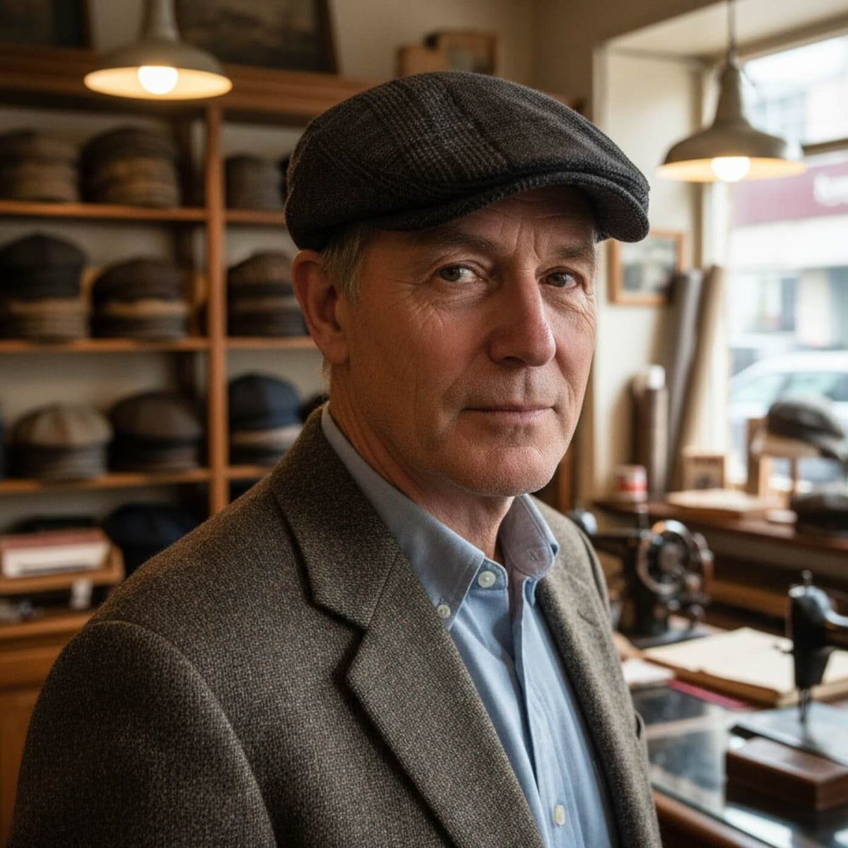 Check flat cap in cotton — CLITHEROE
