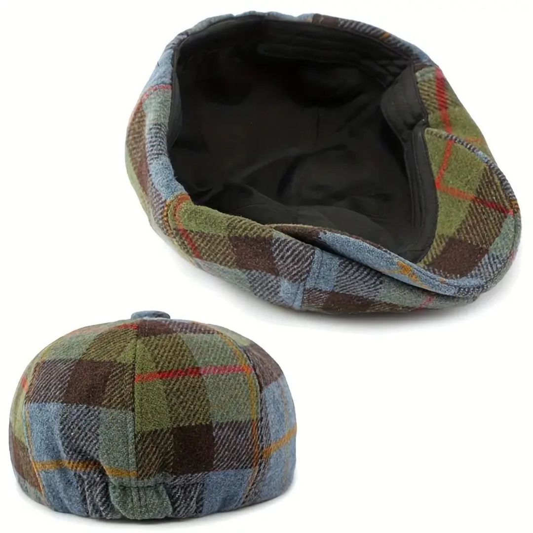 Check newsboy cap in a wool blend — CORBRIDGE