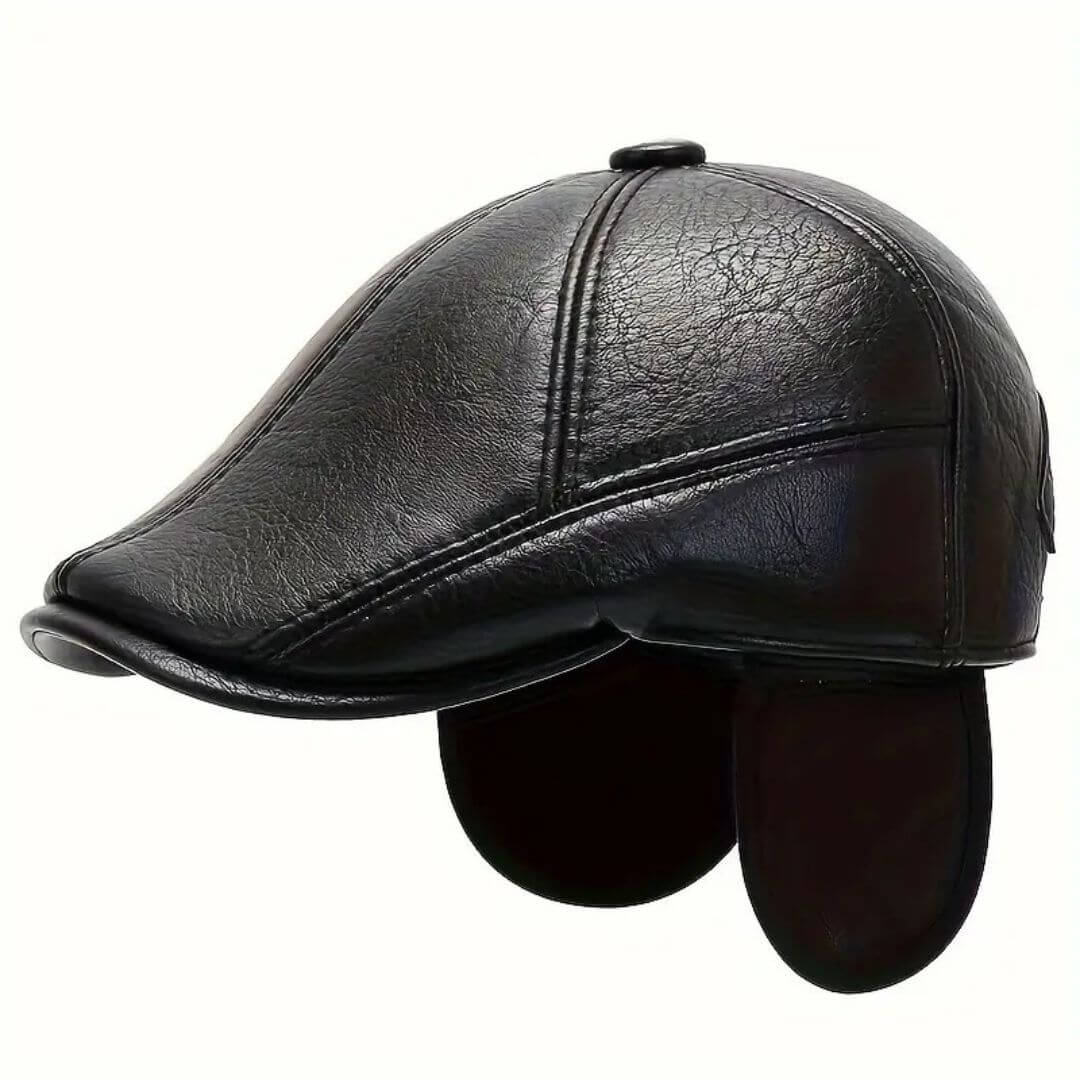 Flat cap in leather — ALDEBURGH