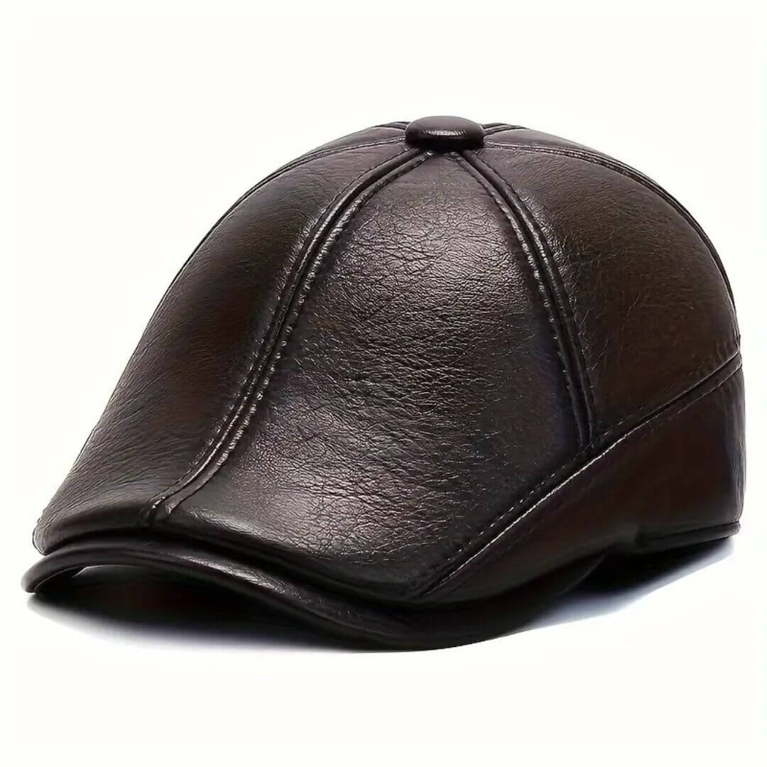 Flat cap in leather — ALDEBURGH