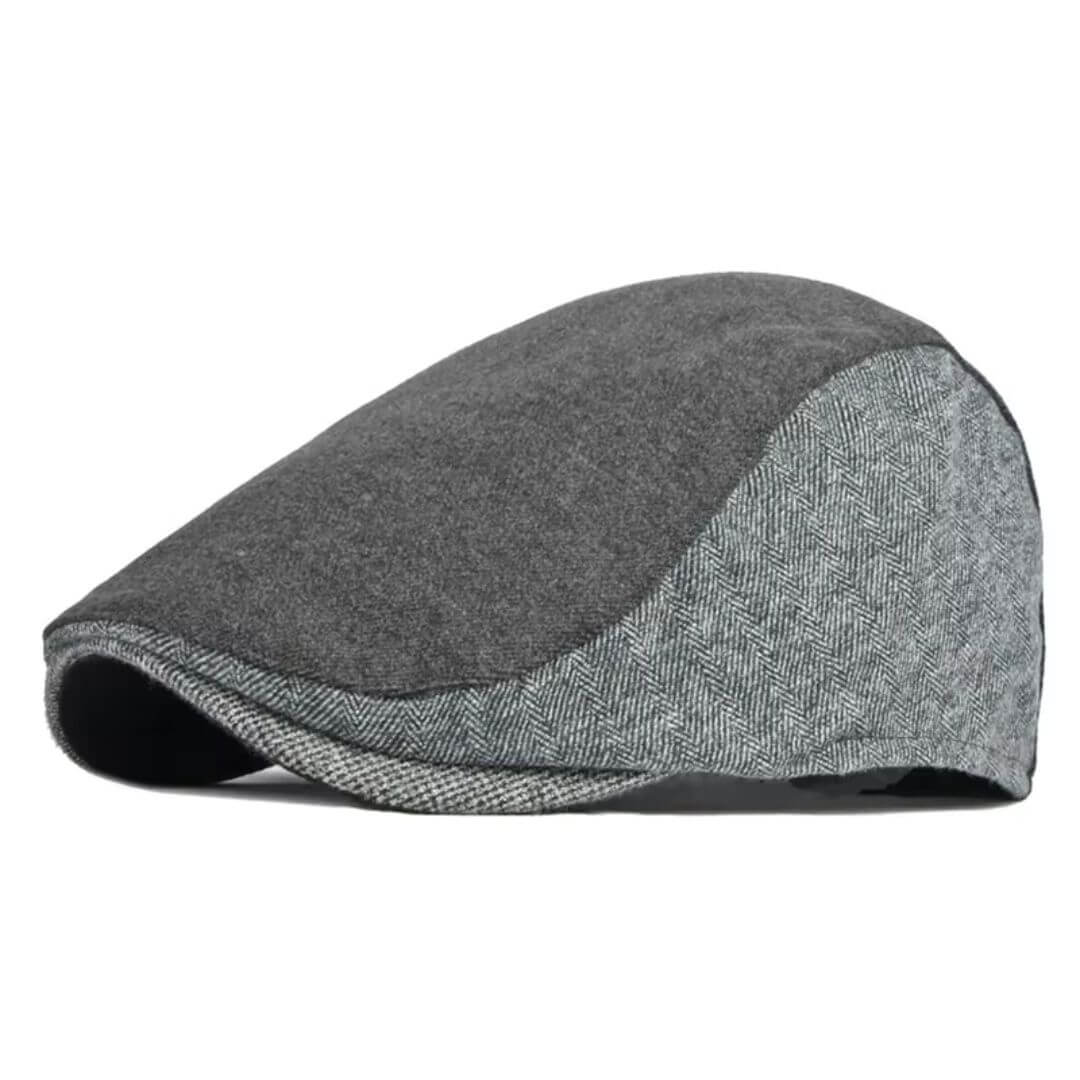 Herringbone flat cap in cotton — POCKLINGTON
