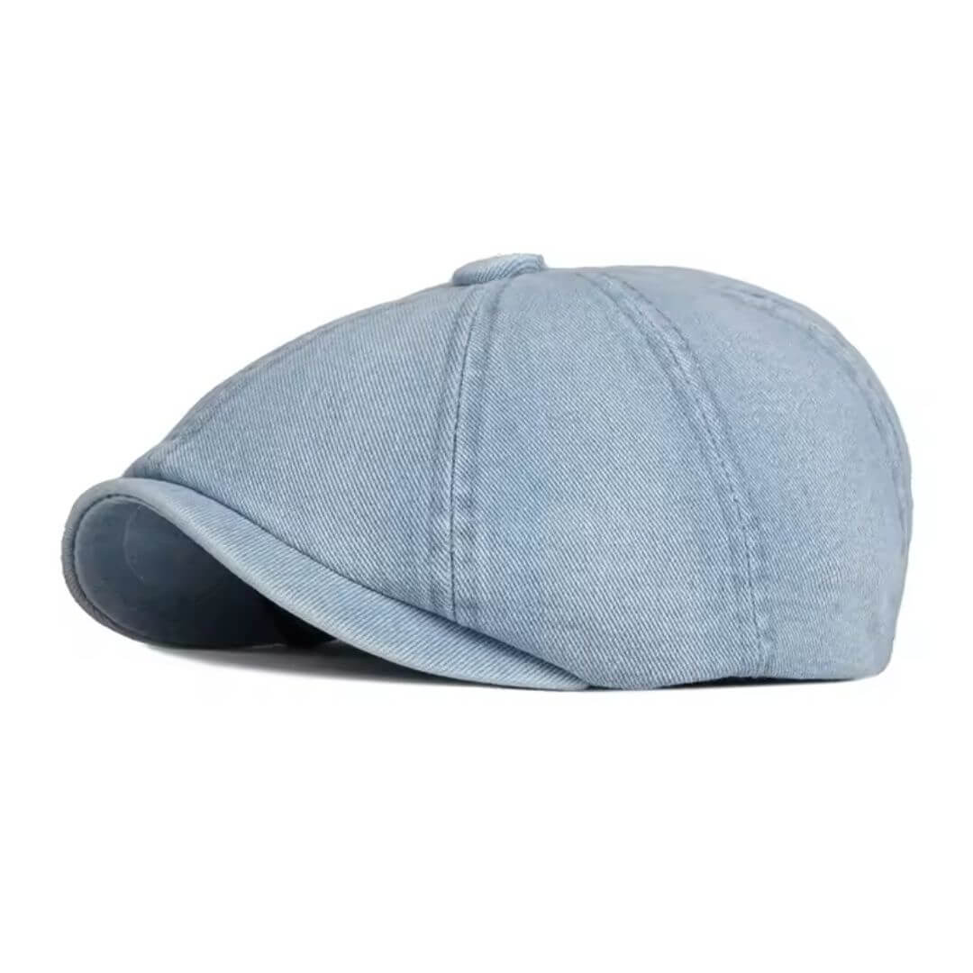 Newsboy cap in denim — MACHYNLLETH