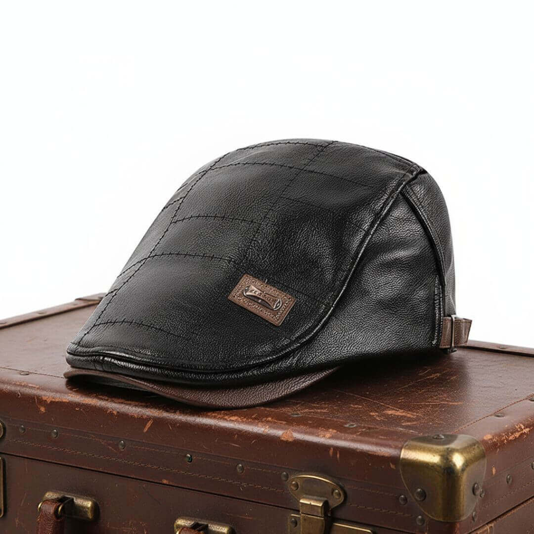 Flat cap in faux leather — BEVERLEY