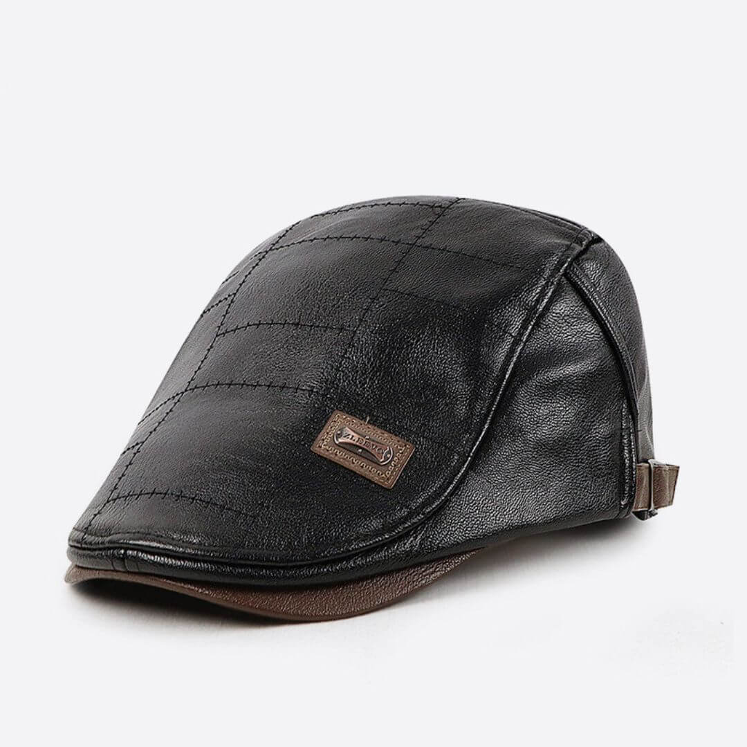 Flat cap in faux leather — BEVERLEY