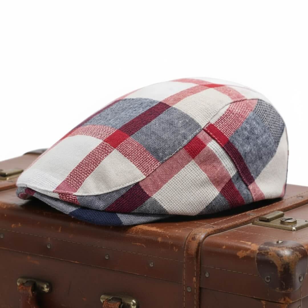 Patchwork flat cap in cotton — NARBERTH