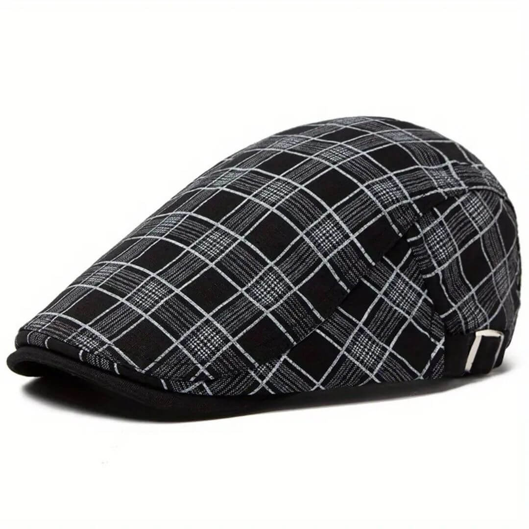 Check flat cap in a linen blend — PAINSWICK