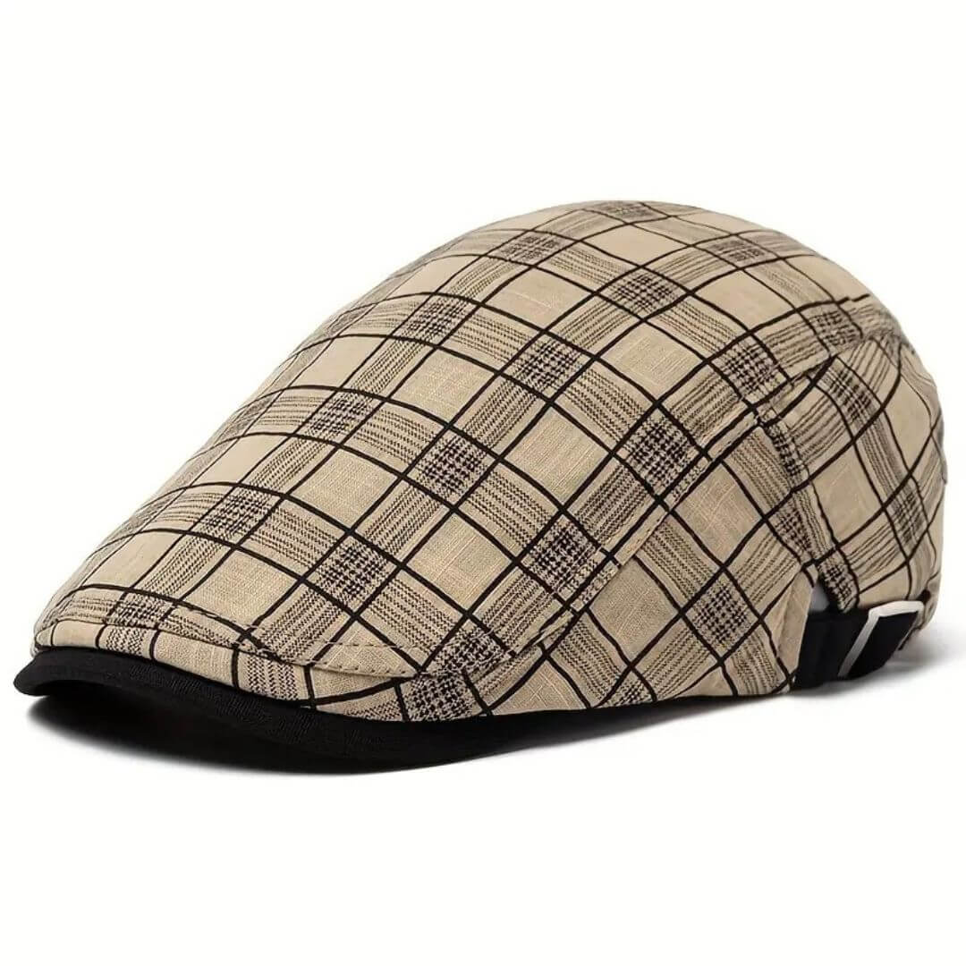 Check flat cap in a linen blend — PAINSWICK