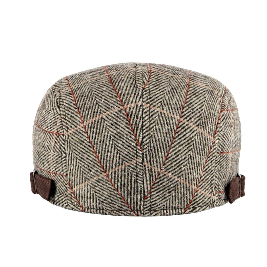 Herringbone flat cap in cotton — HADLEIGH