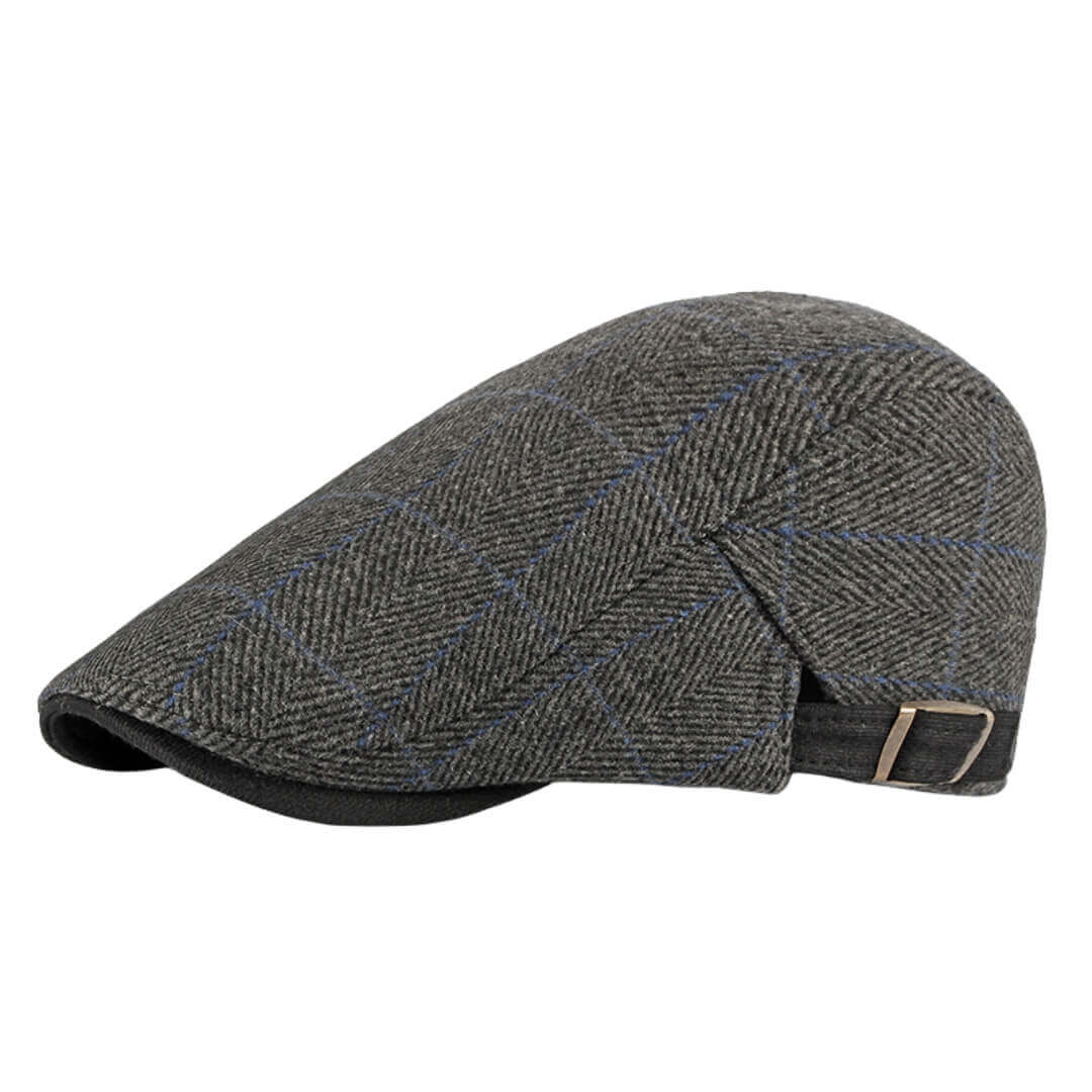 Herringbone flat cap in cotton — HADLEIGH