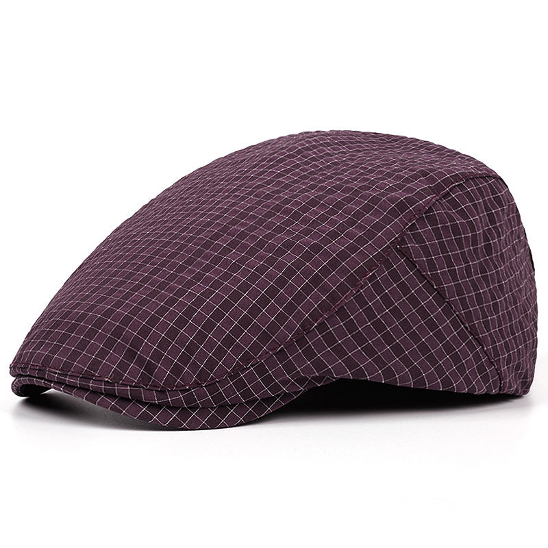 Windowpane flat cap in cotton — BROADWAY
