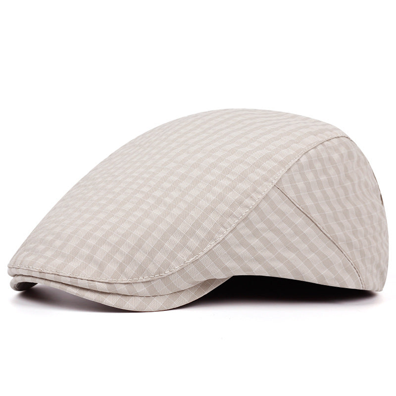 Windowpane flat cap in cotton — BROADWAY