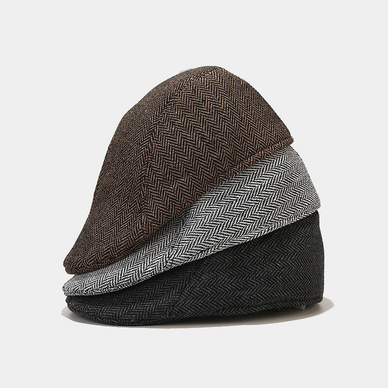 Herringbone driver cap in wool — CREWKERNE