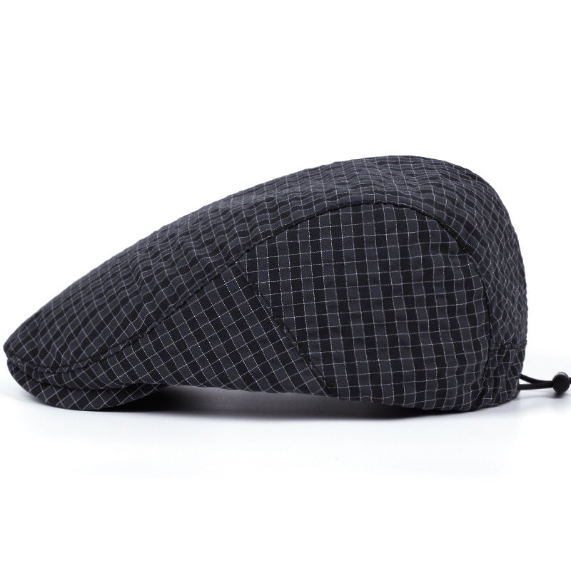 Windowpane flat cap in cotton — BROADWAY