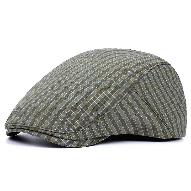 Windowpane flat cap in cotton — BROADWAY
