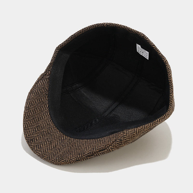 Herringbone driver cap in wool — CREWKERNE