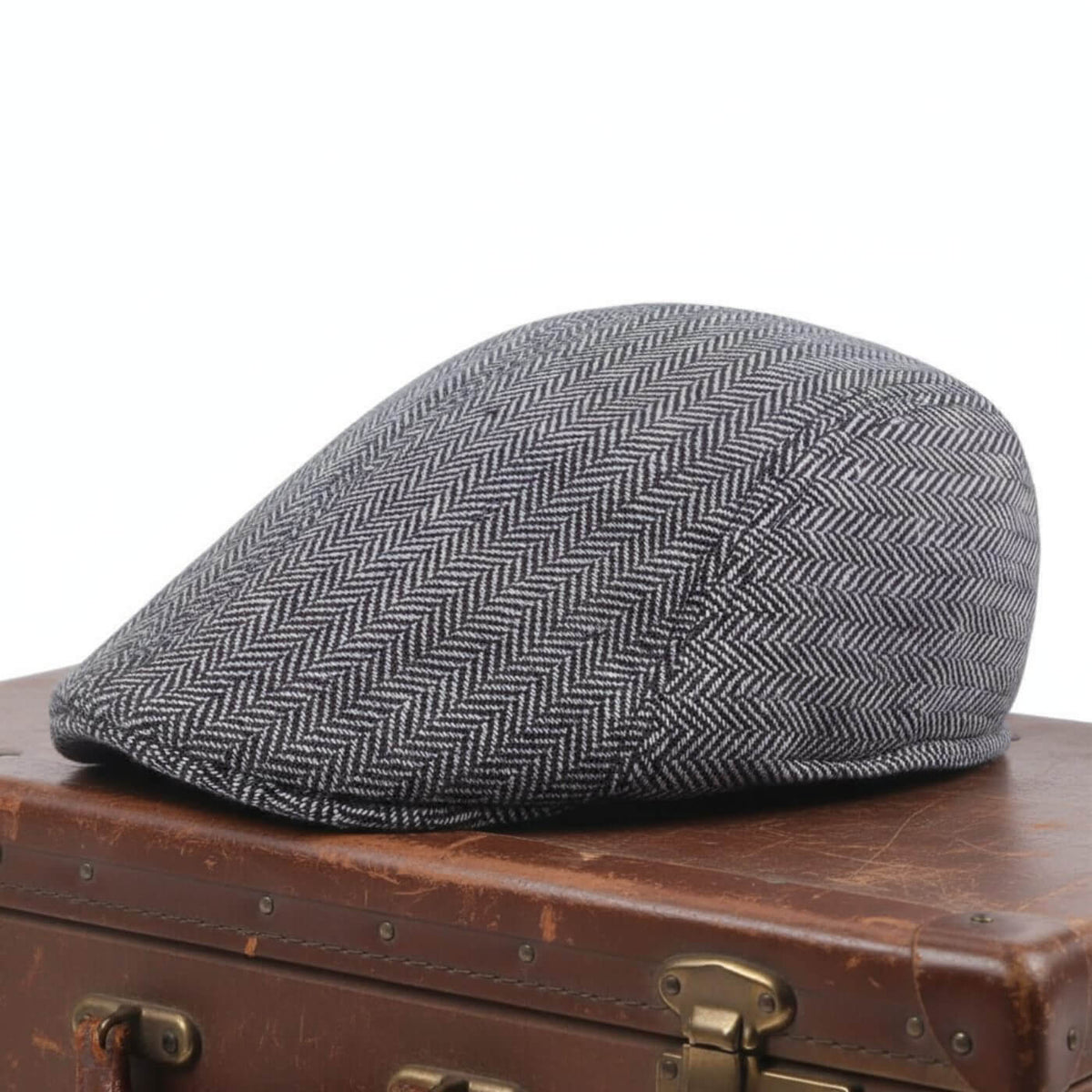 Herringbone flat cap in cotton — DULVERTON