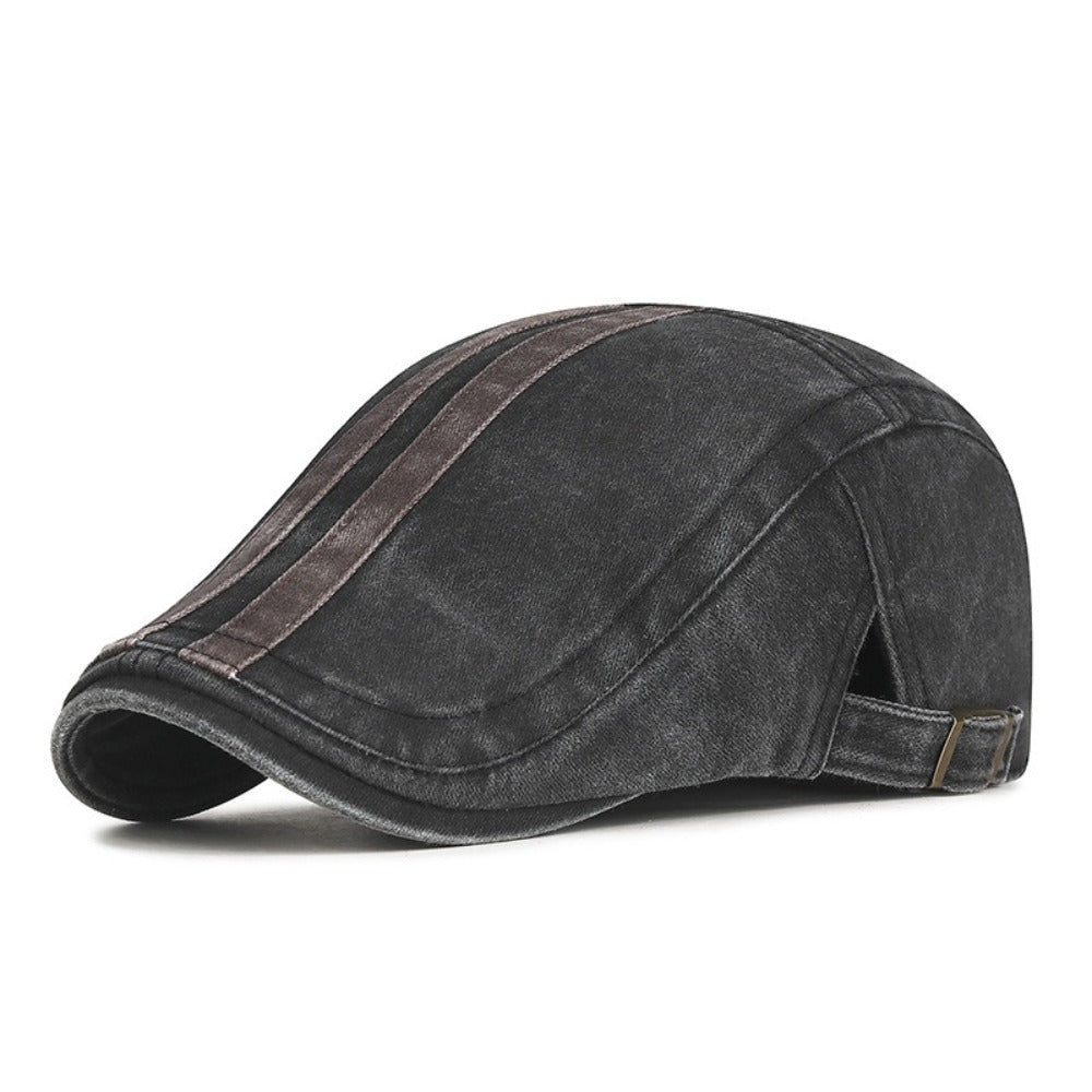 Striped flat cap in denim — LLANDOVERY