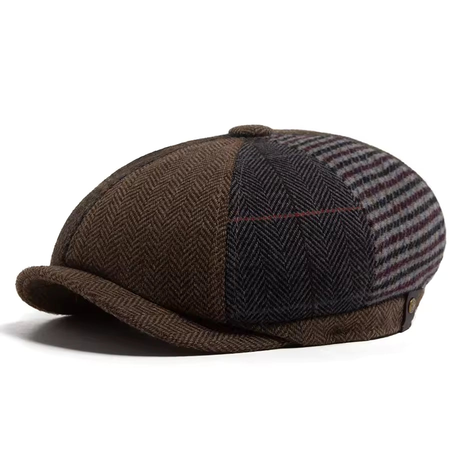 Patchwork flat cap in wool — MALTON