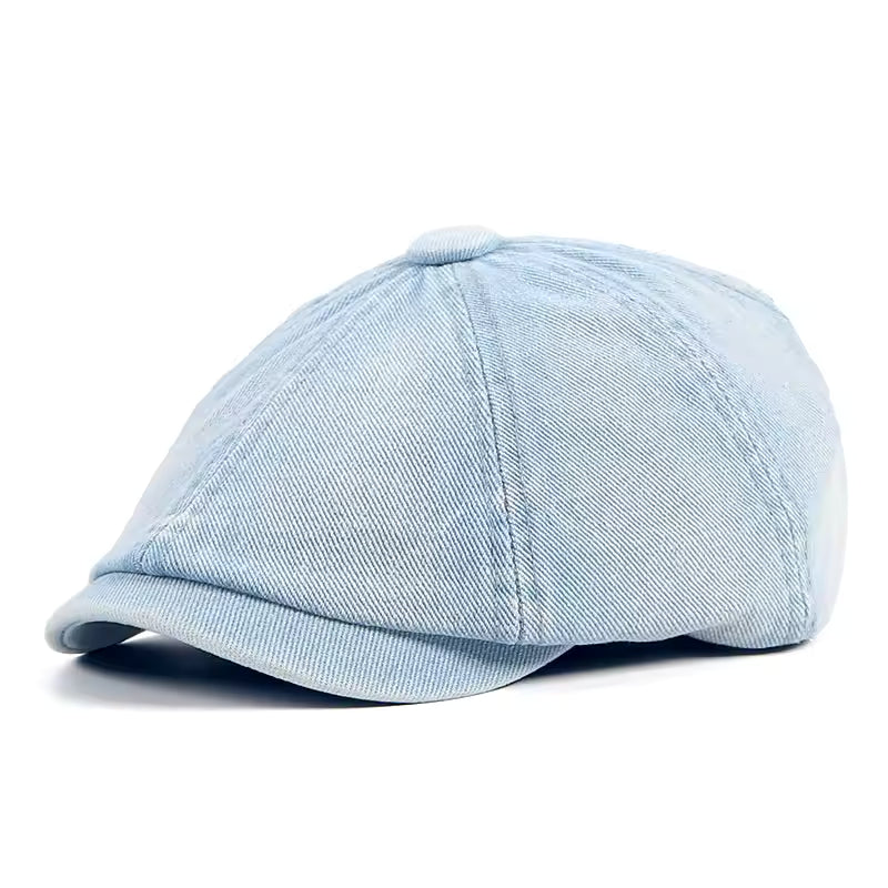 Newsboy cap in denim — DOLGELLAU