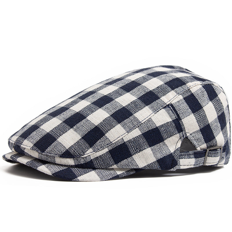 Check flat cap in cotton — SELBY