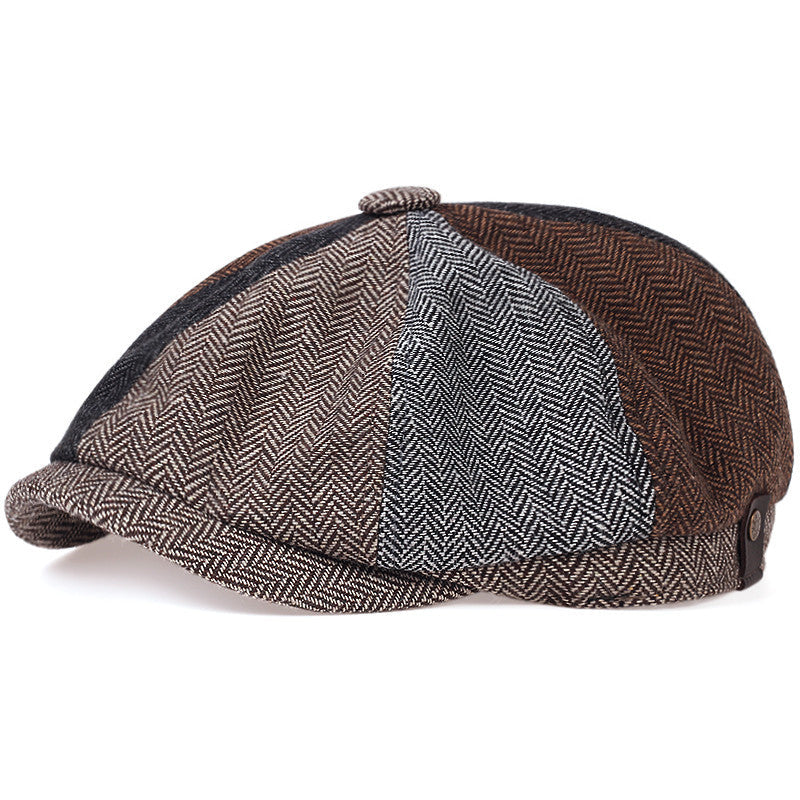 Herringbone flat cap in wool — BUNGAY
