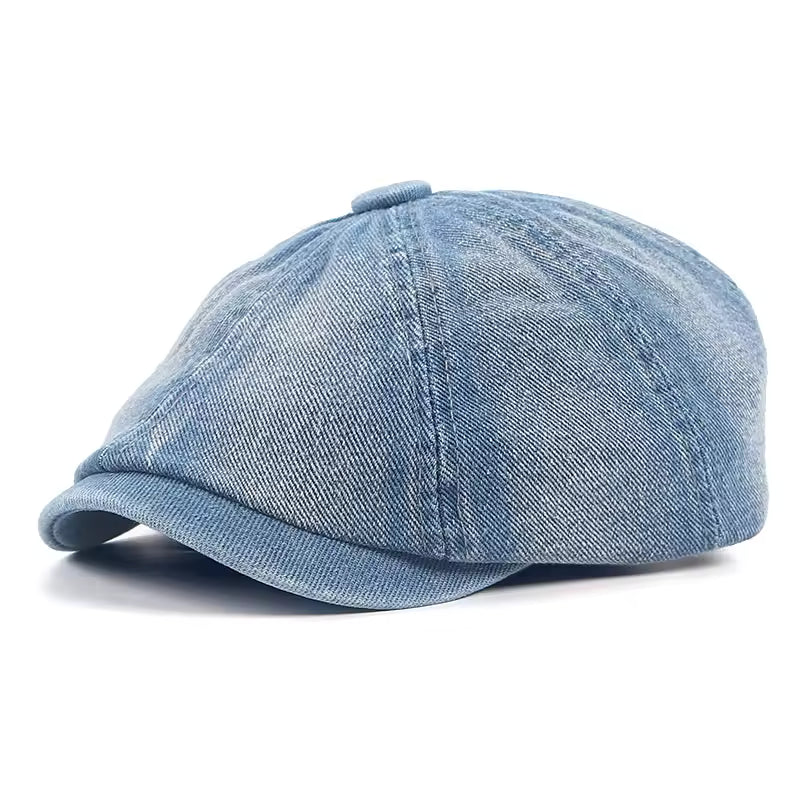 Newsboy cap in denim — DOLGELLAU