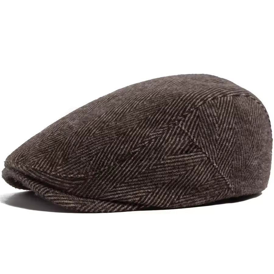 Herringbone flat cap in wool — BECCLES