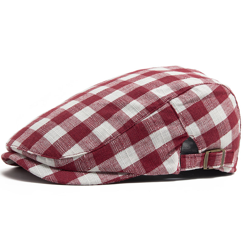 Check flat cap in cotton — SELBY