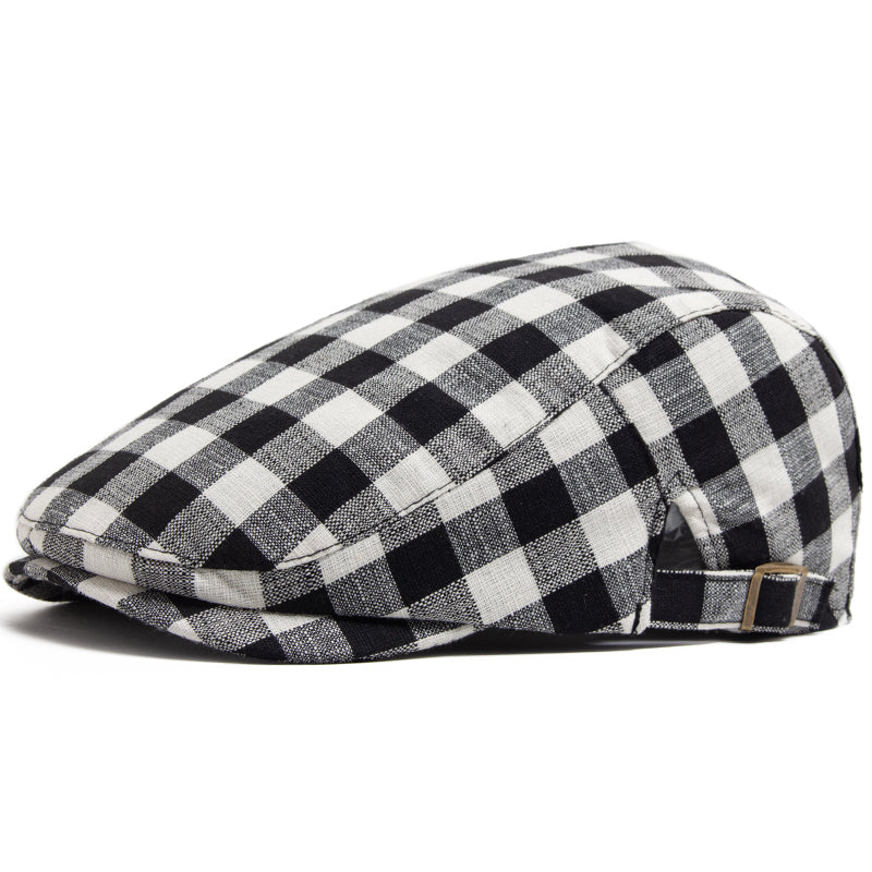 Check flat cap in cotton — SELBY