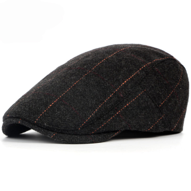 Herringbone flat cap in a wool blend — BAKEWELL