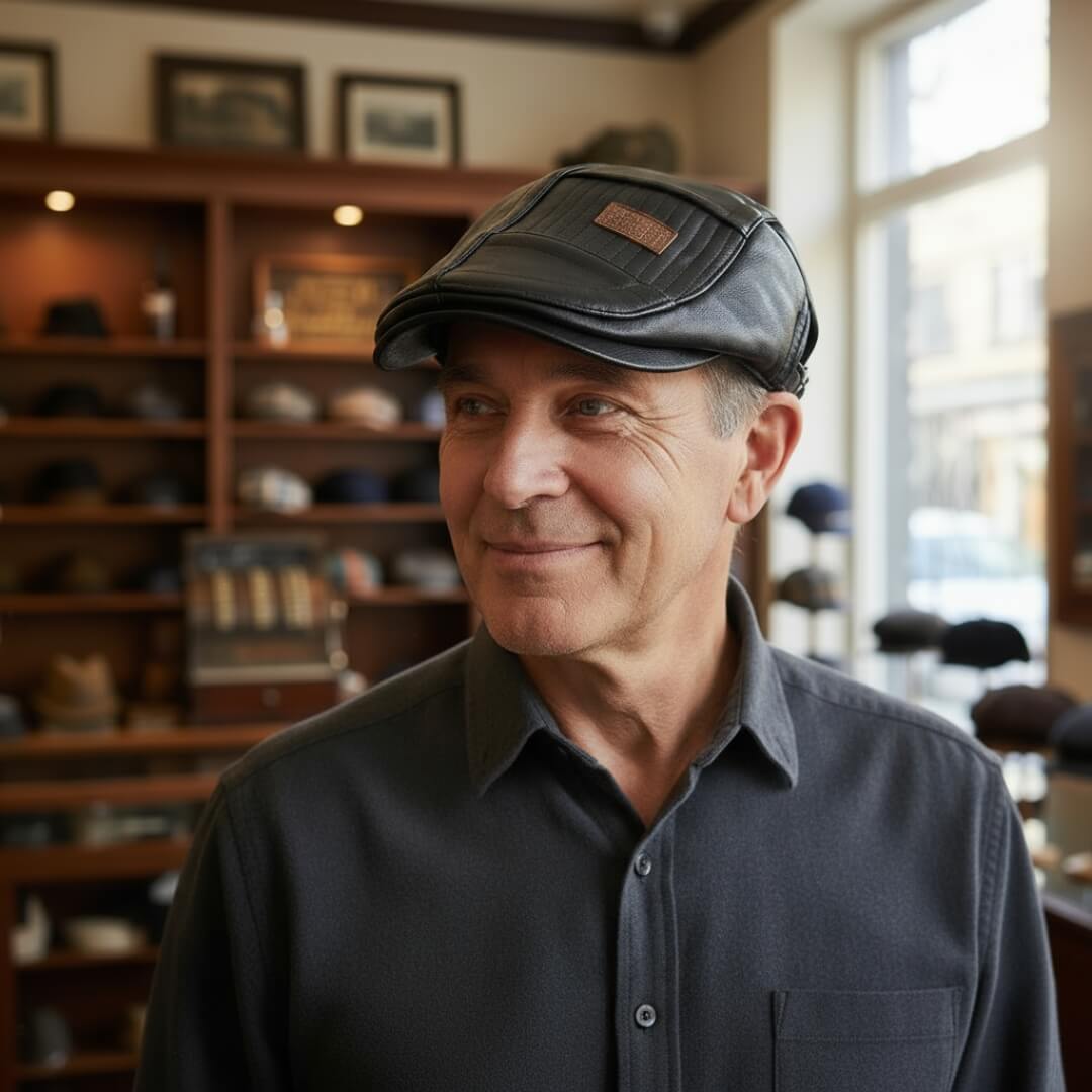 Flat cap in faux leather — HOWDEN