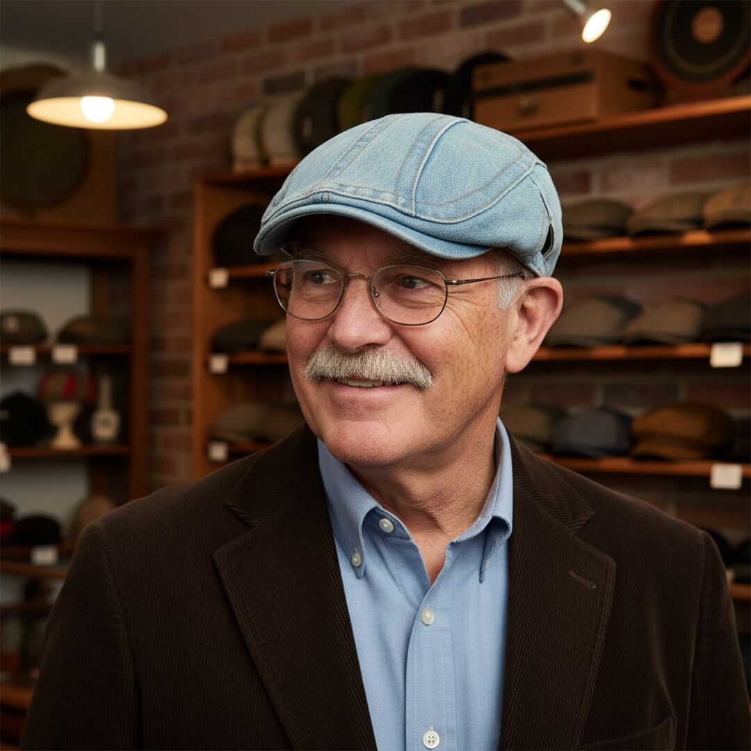 Flat cap in denim — MONTGOMERY