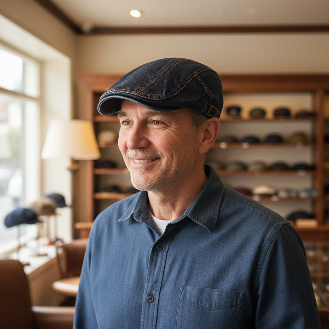 Flat cap in denim — BALA