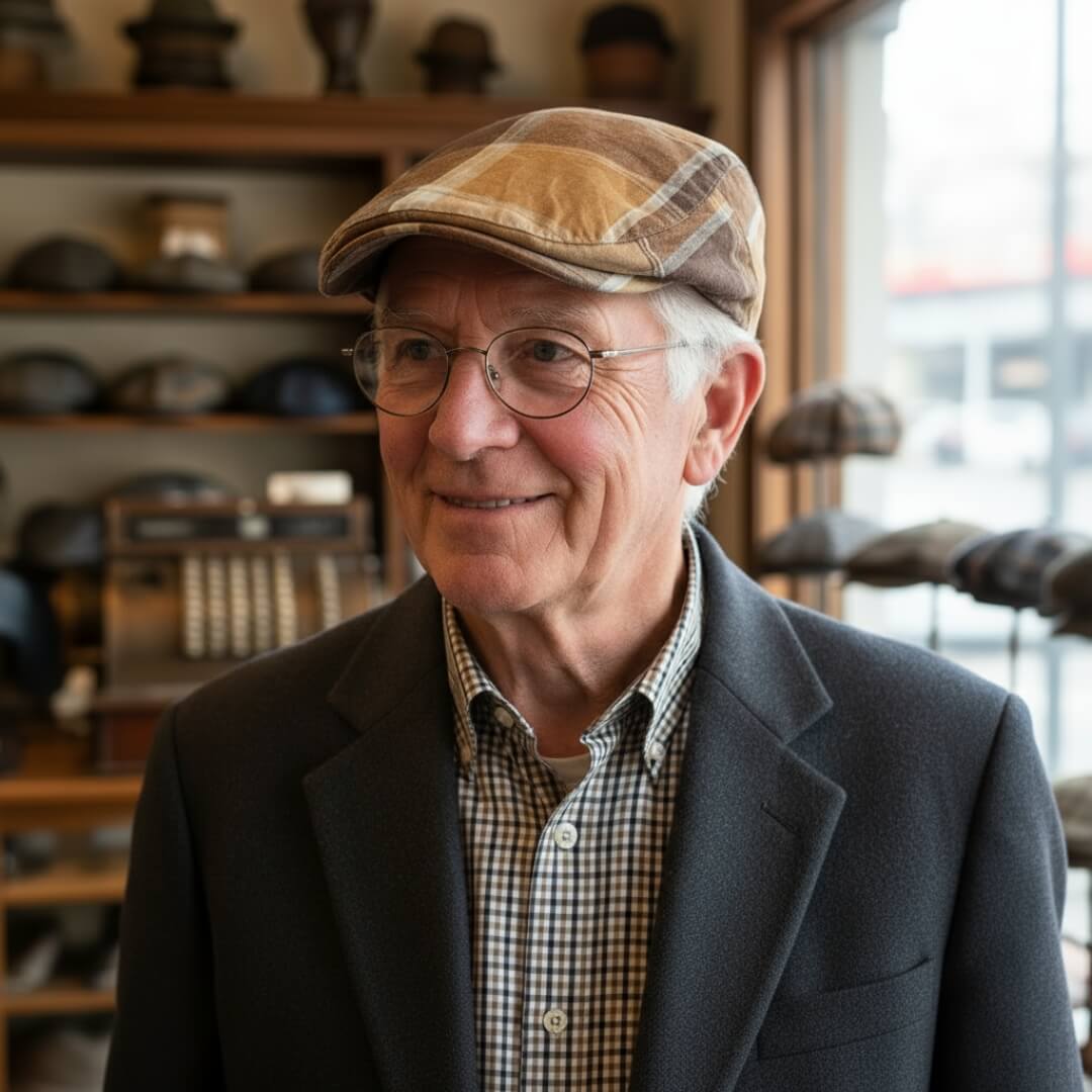 Check flat cap in cotton — LONGRIDGE
