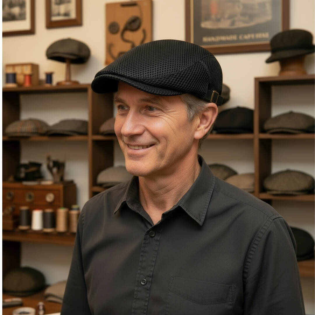 Flat cap in mesh — TETBURY