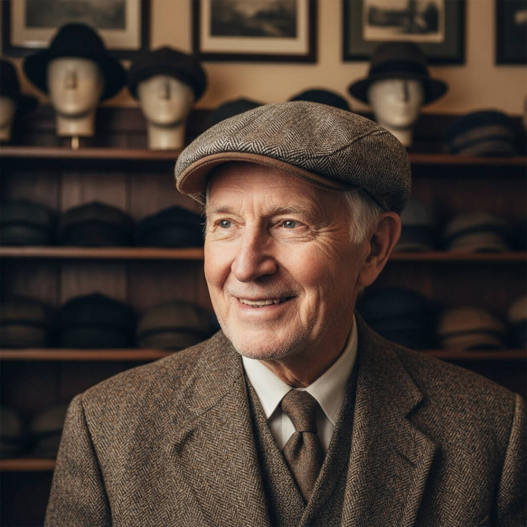 Herringbone ivy cap in wool — PICKERING