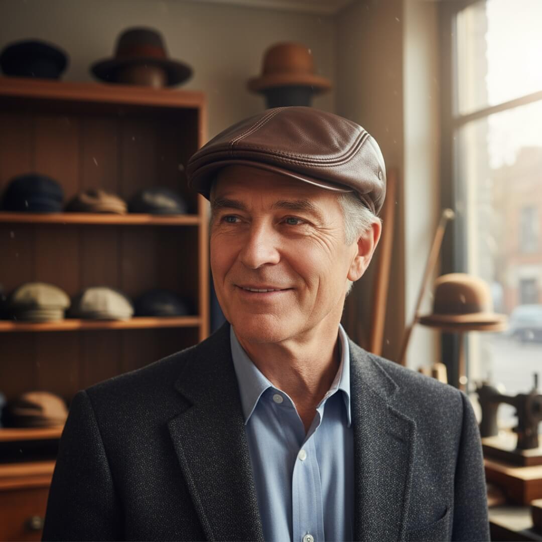 Ivy cap in leather — EVESHAM