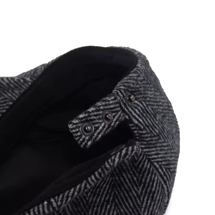 Herringbone flat cap in wool — BECCLES