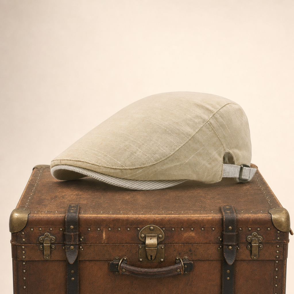 Flat cap in a linen blend — STONEHAVEN