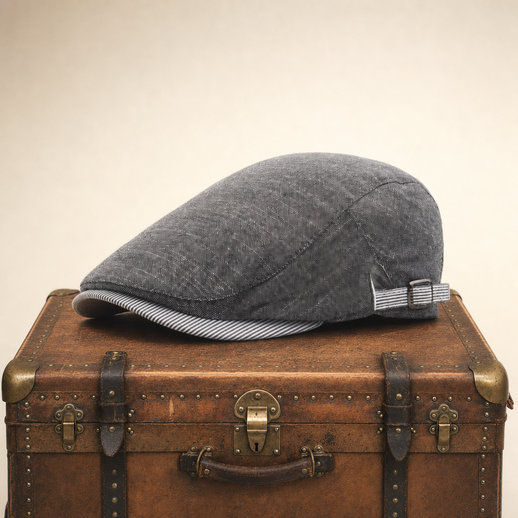 Flat cap in a linen blend — STONEHAVEN