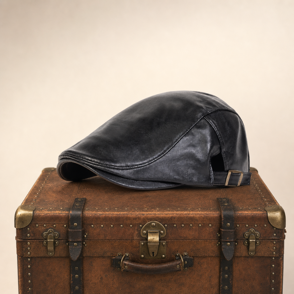 Driver cap in leather — FAKENHAM