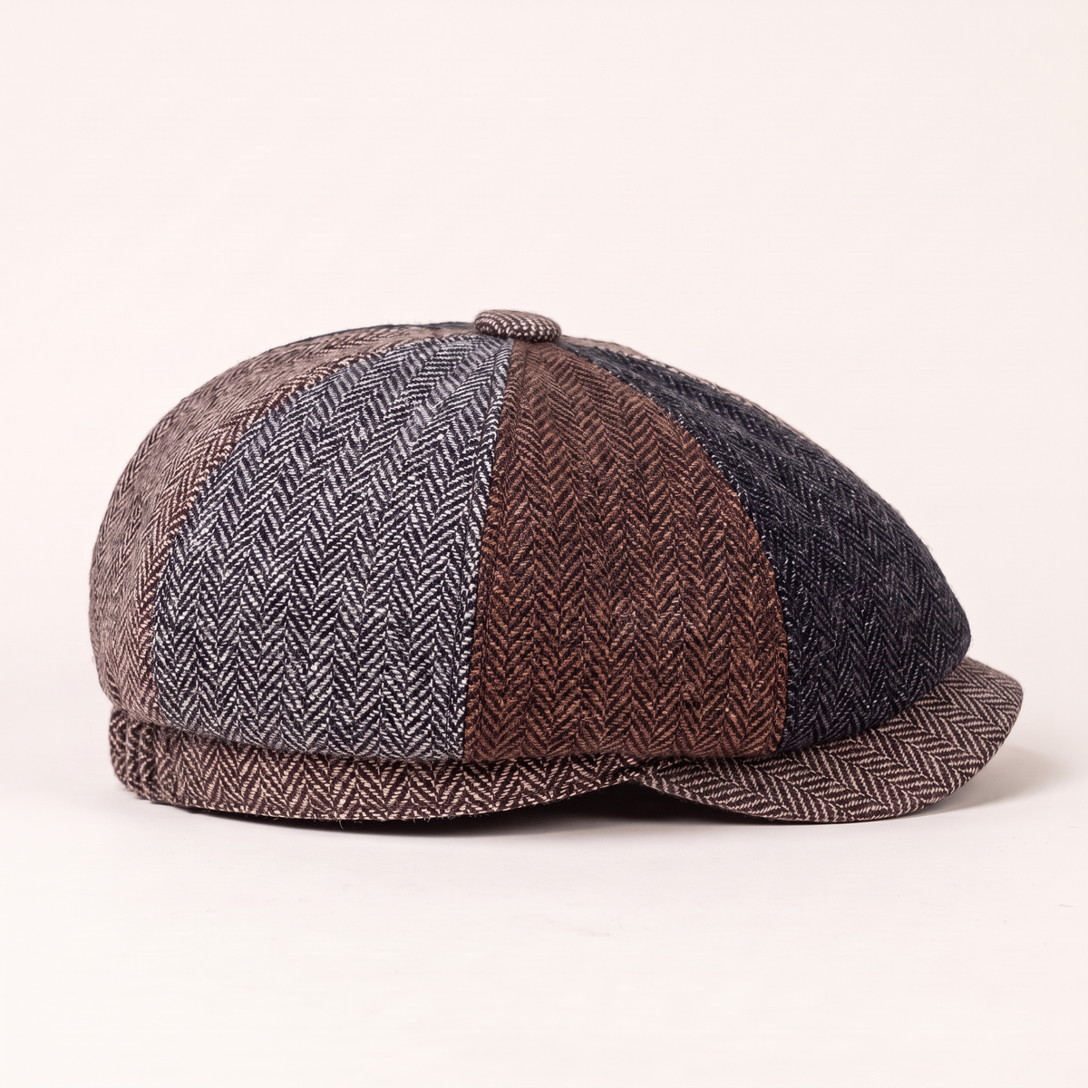 Patchwork newsboy cap in a wool blend — ILKLEY