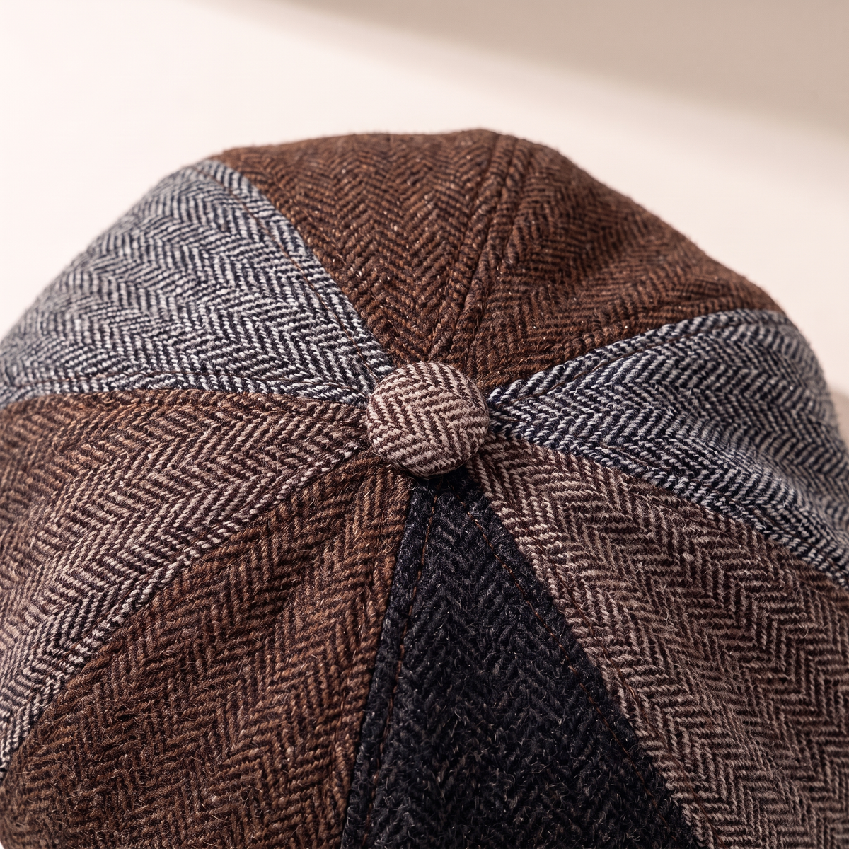 Patchwork newsboy cap in a wool blend — ILKLEY