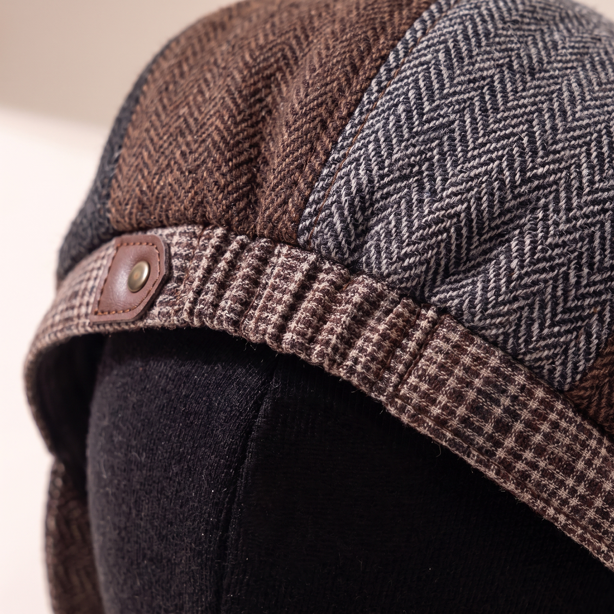 Patchwork newsboy cap in a wool blend — ILKLEY