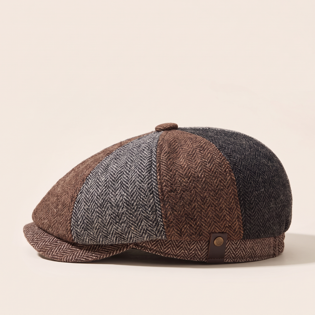 Patchwork newsboy cap in a wool blend — ILKLEY