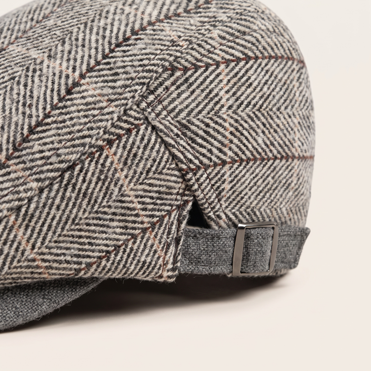 Herringbone flat cap in cotton — HADLEIGH
