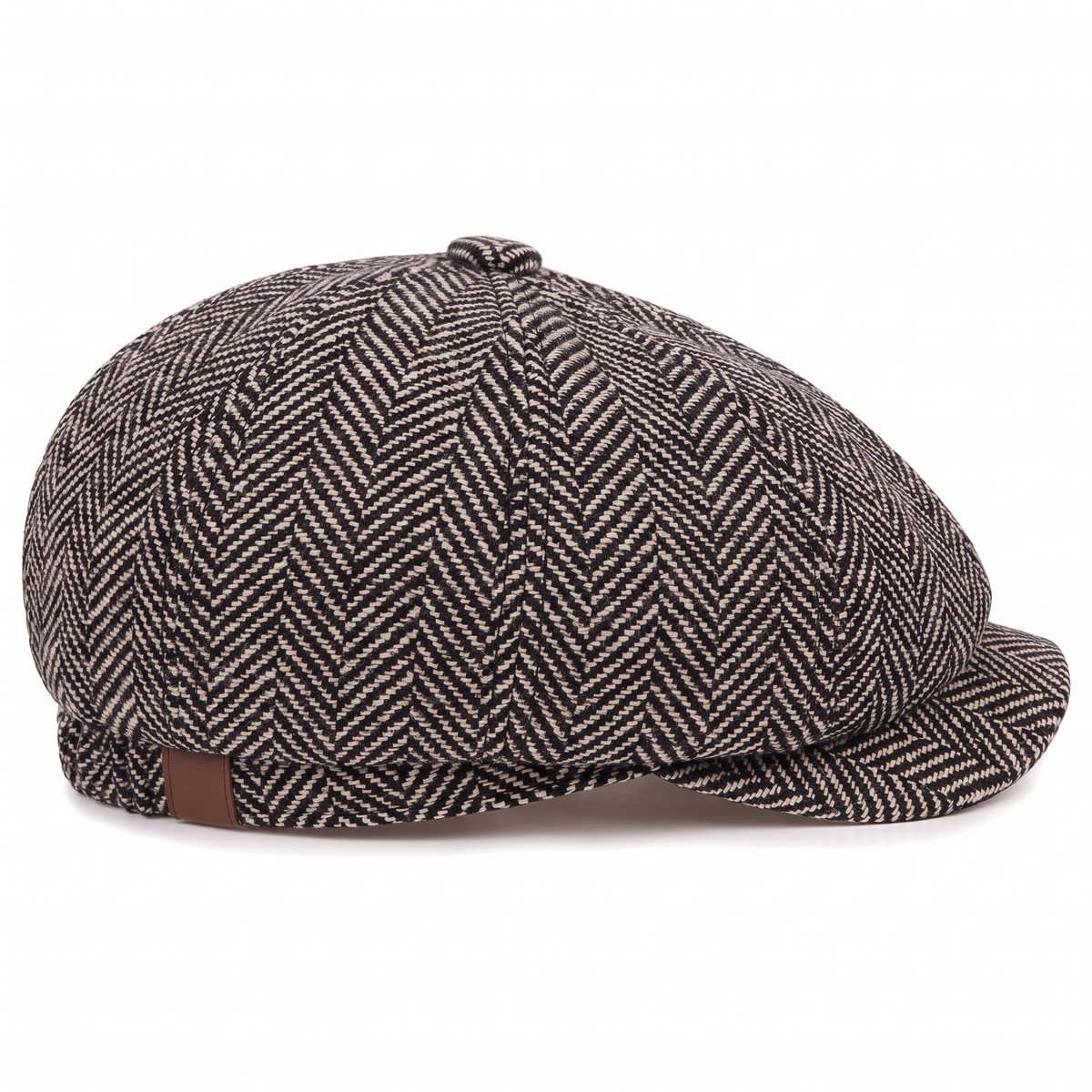 Herringbone newsboy cap in a wool blend — WOODBRIDGE